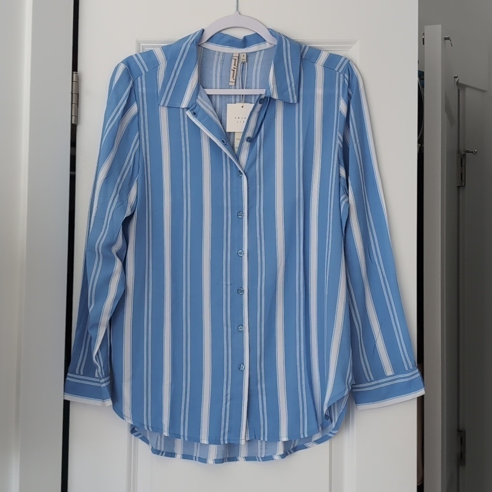 NWOT Striped Button Up Work Shirt